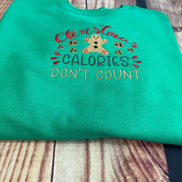 Custom Embroidered Christmas Calories Don’t Count Women’s Sweatshirt - Picture 5 of 5